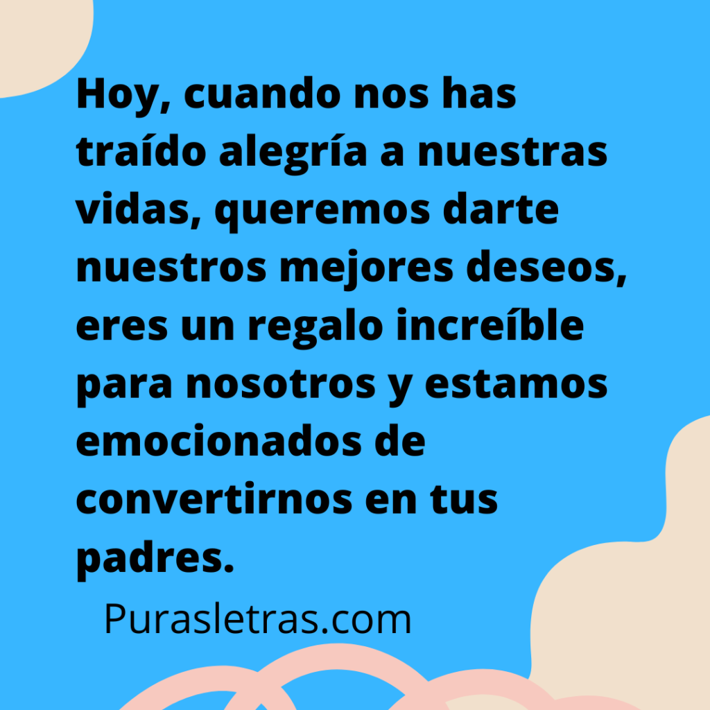 Felicitaciones para mi primer hijo. Puras Letras